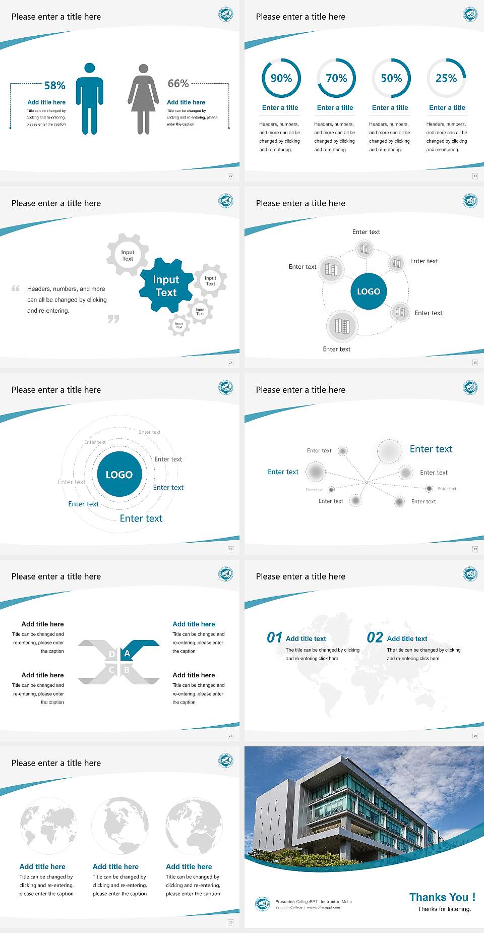 Yeungjin College Course/Courseware Creation PPT Template4:3 ratio PPT effect preview image4