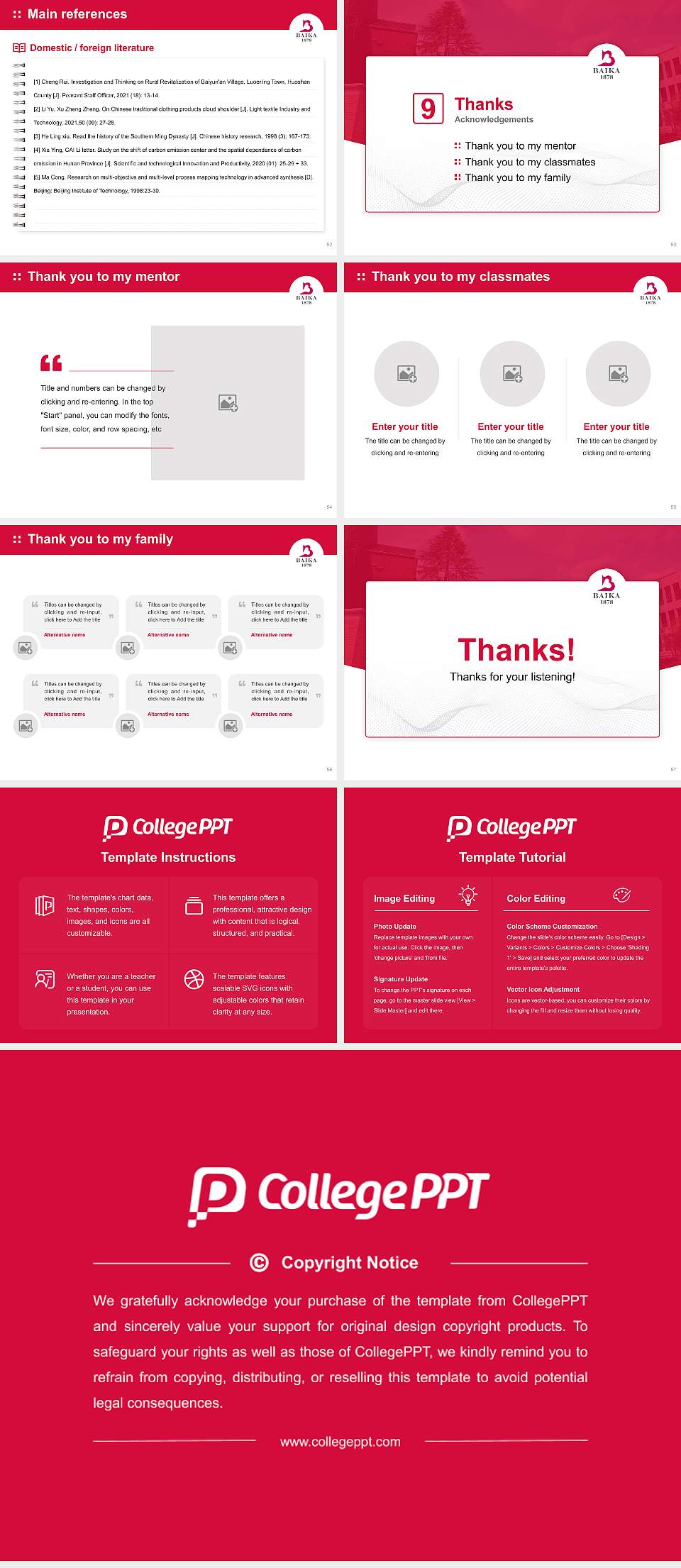 Baika Women’s University Graduation Thesis Defense PPT Template4:3 ratio PPT effect preview image7