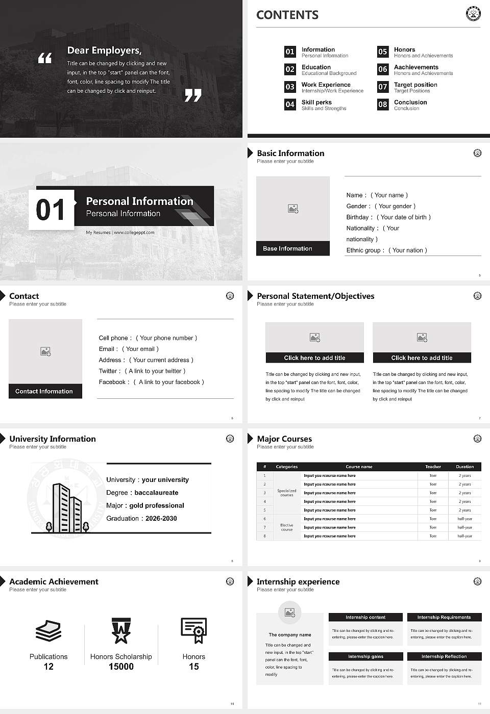 Sungkonghoe University Resume PPT Template16:9 ratio PPT effect preview image2