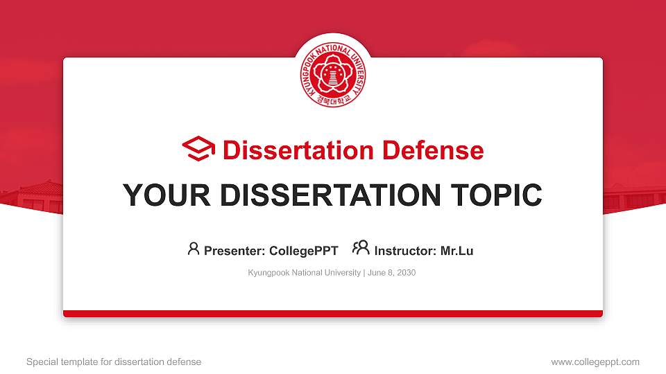 Kyungpook National University Graduation Thesis Defense PPT Template16:9 ratio PPT effect preview image