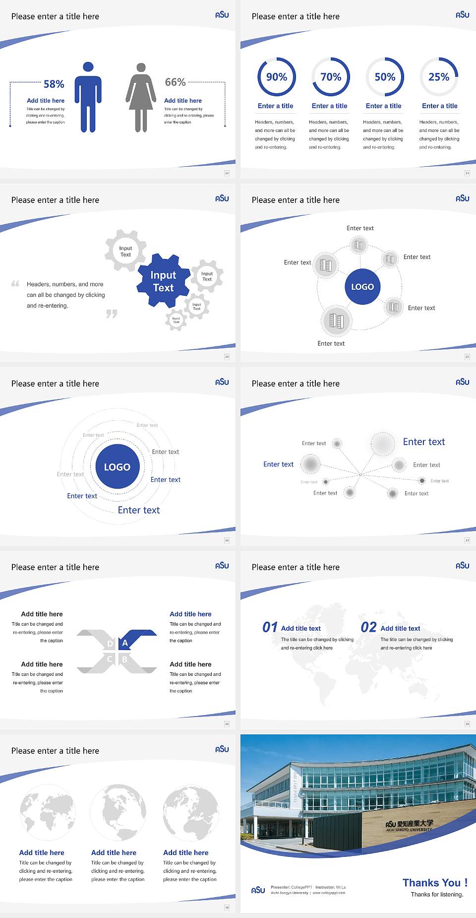 Aichi Sangyo University Course/Courseware Creation PPT Template4:3 ratio PPT effect preview image4