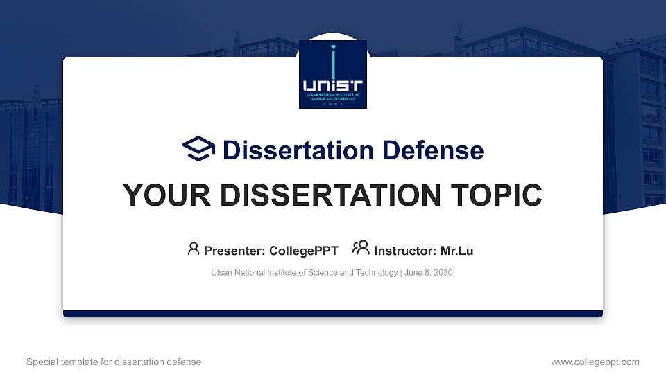 Ulsan National Institute of Science and Technology Graduation Thesis Defense PPT Template16:9 ratio PPT effect preview image