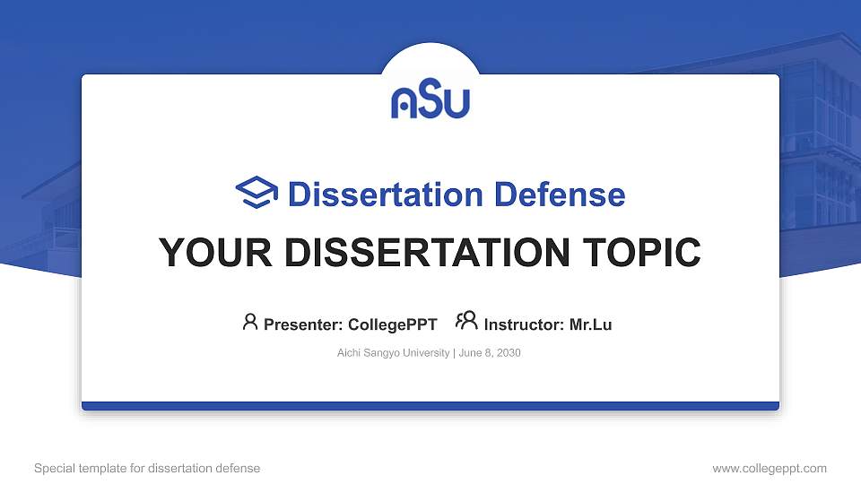 Aichi Sangyo University Graduation Thesis Defense PPT Template16:9 ratio PPT effect preview image1