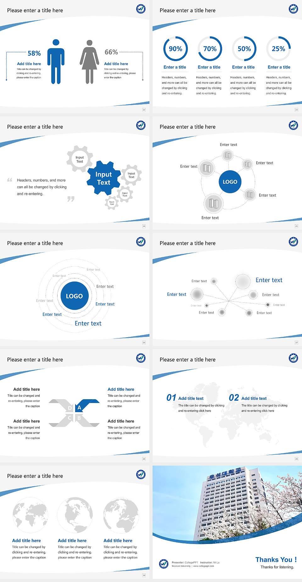 Woosuk University Course/Courseware Creation PPT Template4:3 ratio PPT effect preview image4