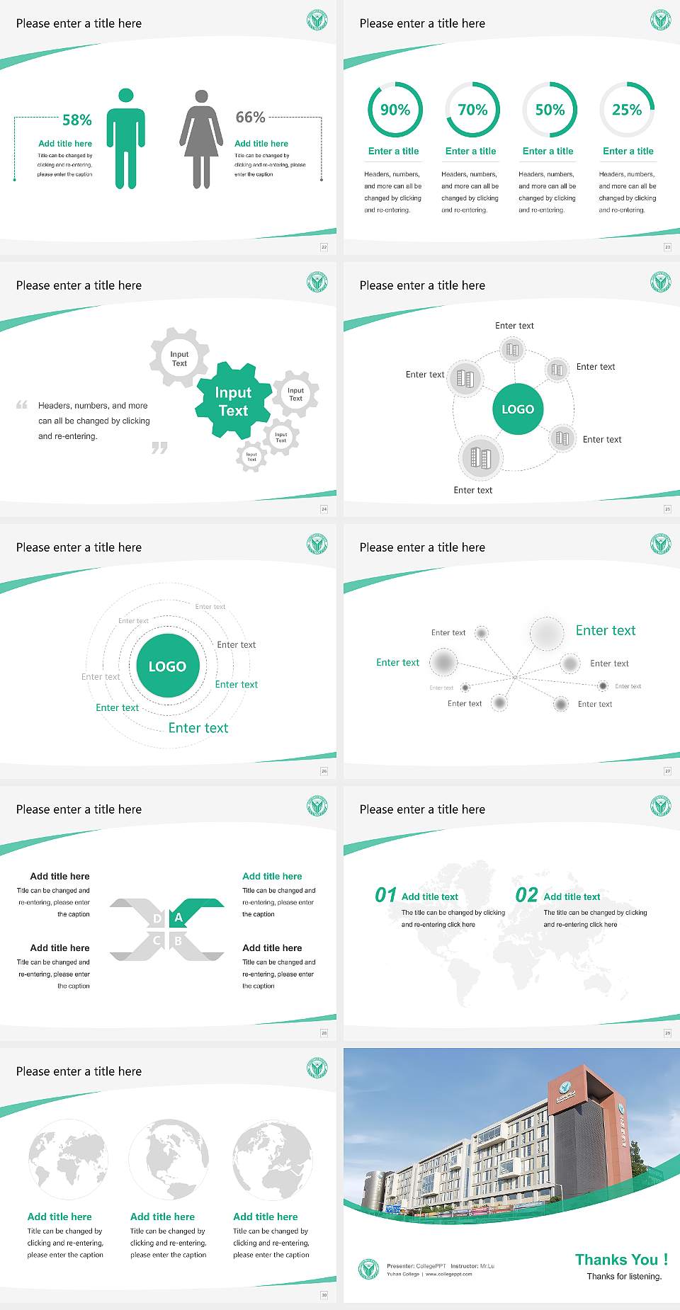 Yuhan College Course/Courseware Creation PPT Template4:3 ratio PPT effect preview image4