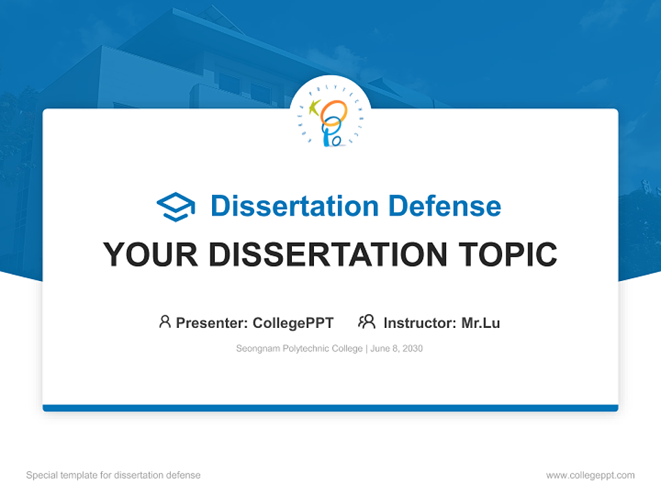 Seongnam Polytechnic College Graduation Thesis Defense PPT Template_Slide preview image1