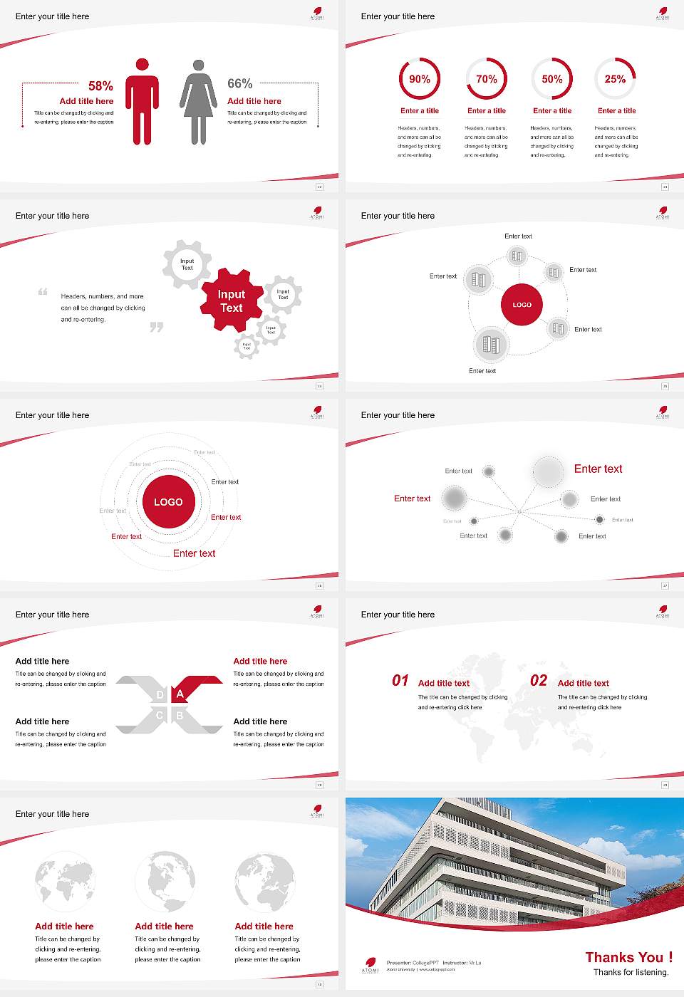 Atomi University Course/Courseware Creation PPT Template16:9 ratio PPT effect preview image4