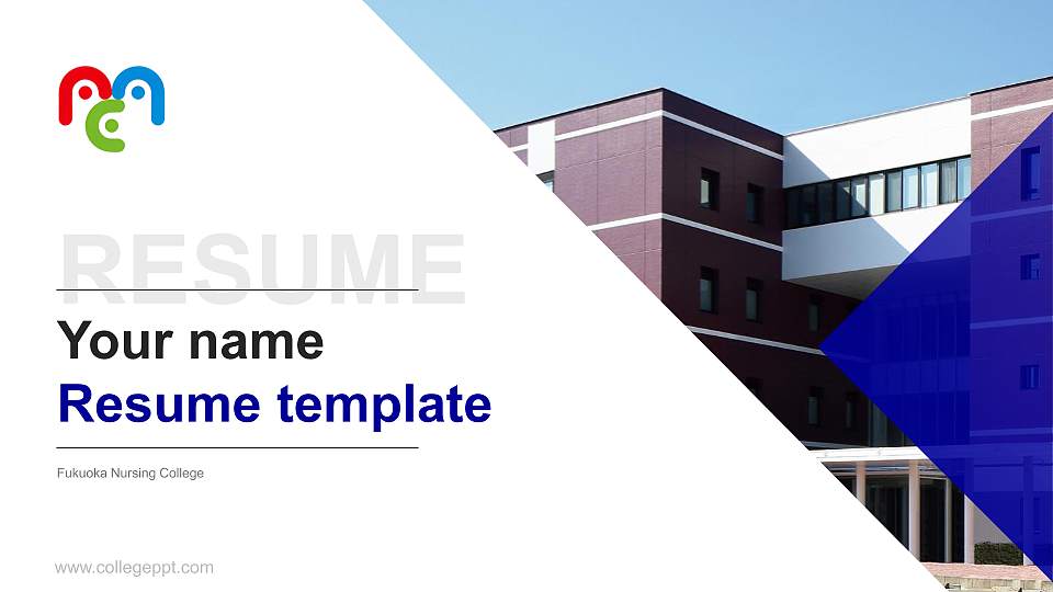 Fukuoka Nursing College Resume PPT Template16:9 ratio PPT effect preview image