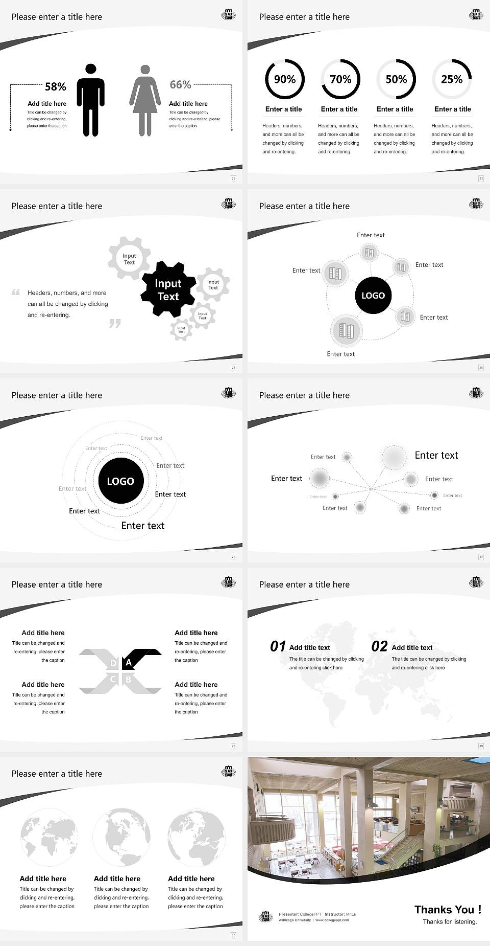 Ashikaga University Course/Courseware Creation PPT Template4:3 ratio PPT effect preview image4