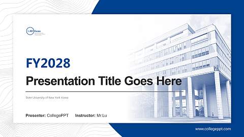 State University of New York Korea Academic Presentation/Research Findings Report PPT Template