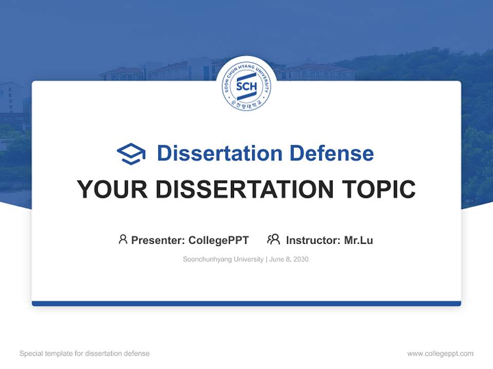Soonchunhyang University Graduation Thesis Defense PPT Template4:3 ratio PPT effect preview image7