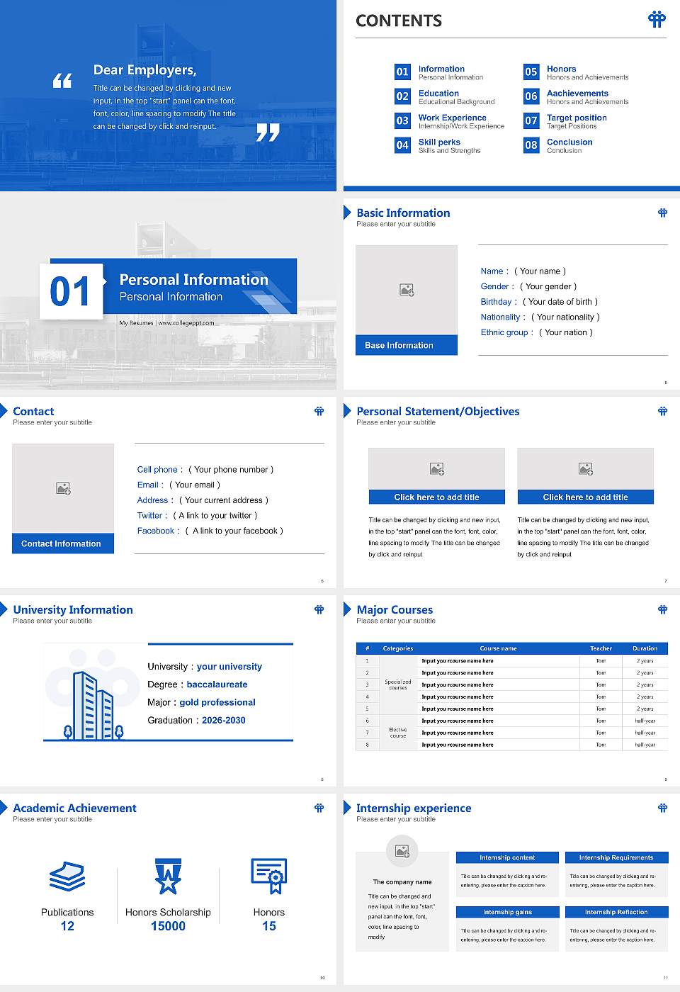 Fukuoka Prefectural University Resume PPT Template16:9 ratio PPT effect preview image2