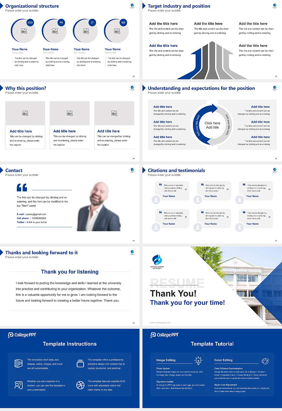 Biwako-Gakuin University Resume PPT Template16:9 ratio PPT effect preview image4