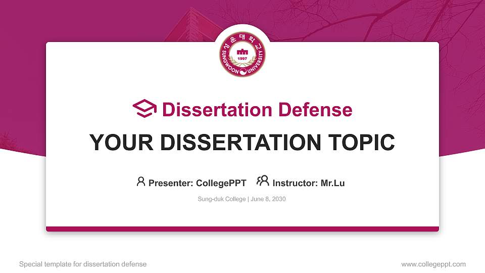 Sung-duk College Graduation Thesis Defense PPT Template16:9 ratio PPT effect preview image1