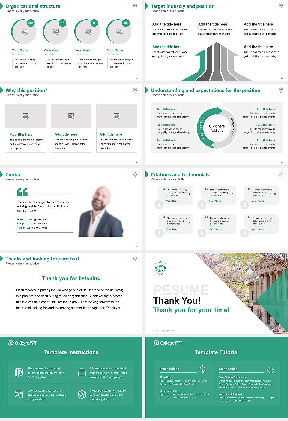 Aoyama Gakuin University Resume PPT Template16:9 ratio PPT effect preview image4