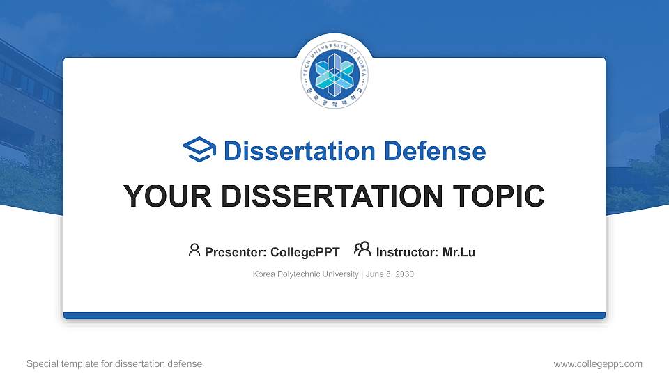 Korea Polytechnic University Graduation Thesis Defense PPT Template16:9 ratio PPT effect preview image