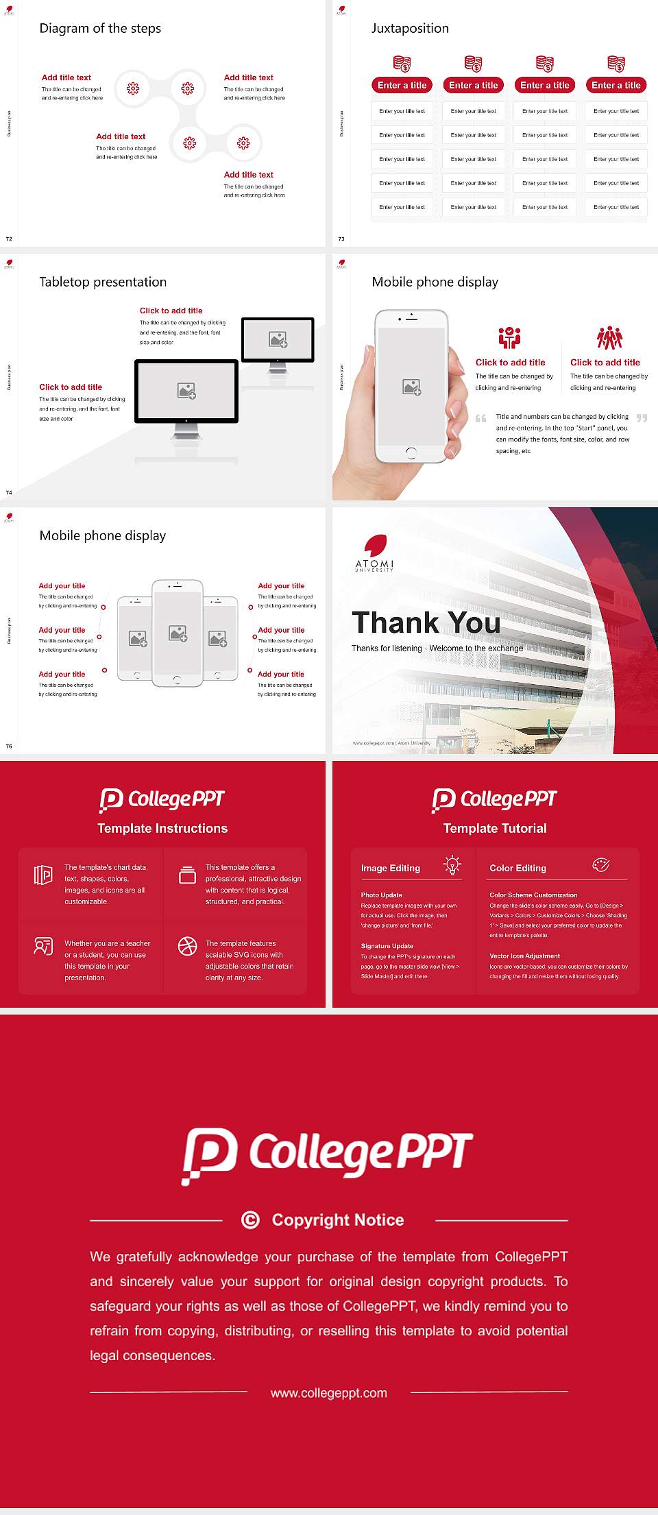 Atomi University Competition/Entrepreneurship Contest PPT Template4:3 ratio PPT effect preview image9