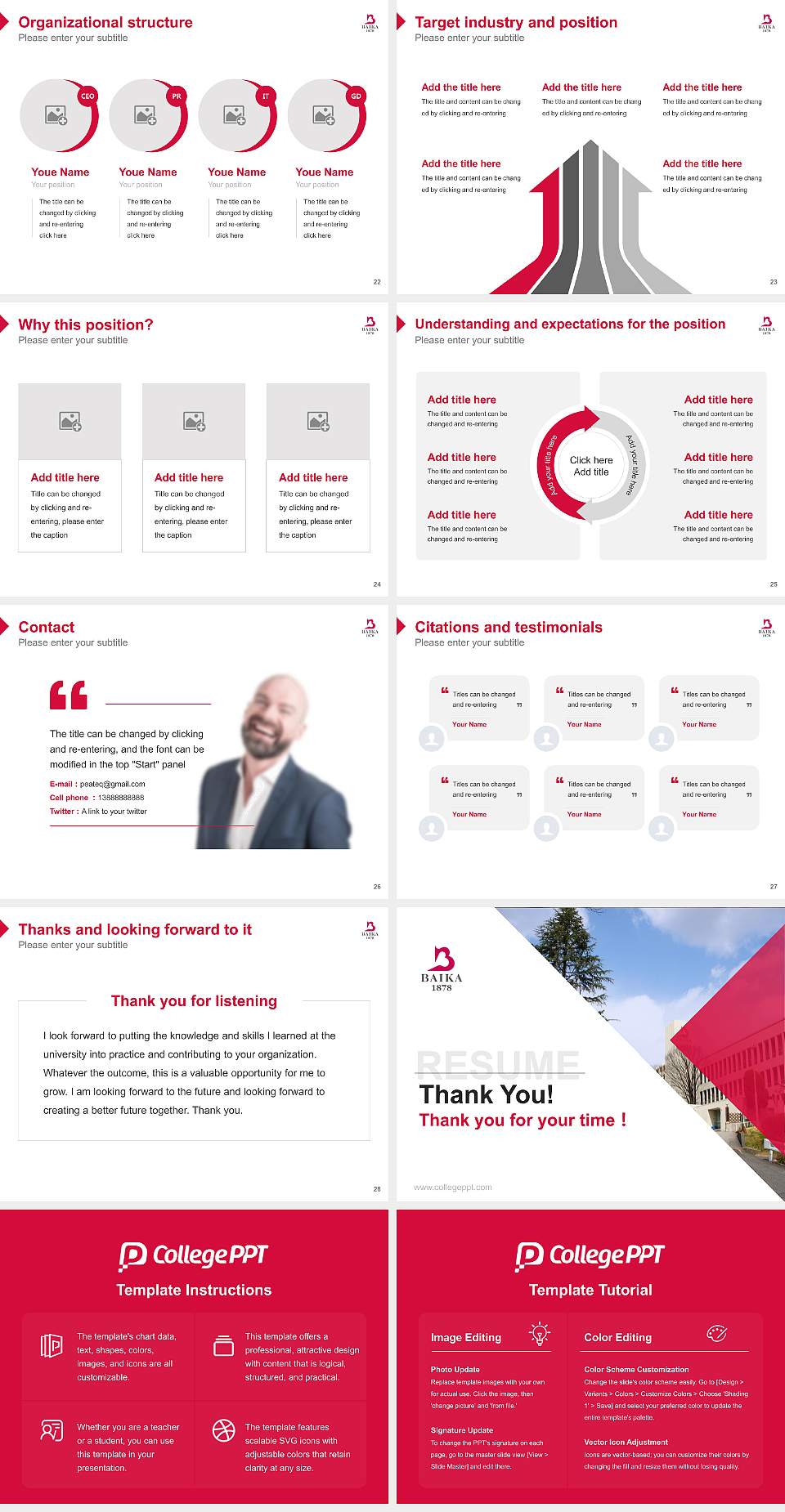 Baika Women’s University Resume PPT Template4:3 ratio PPT effect preview image4