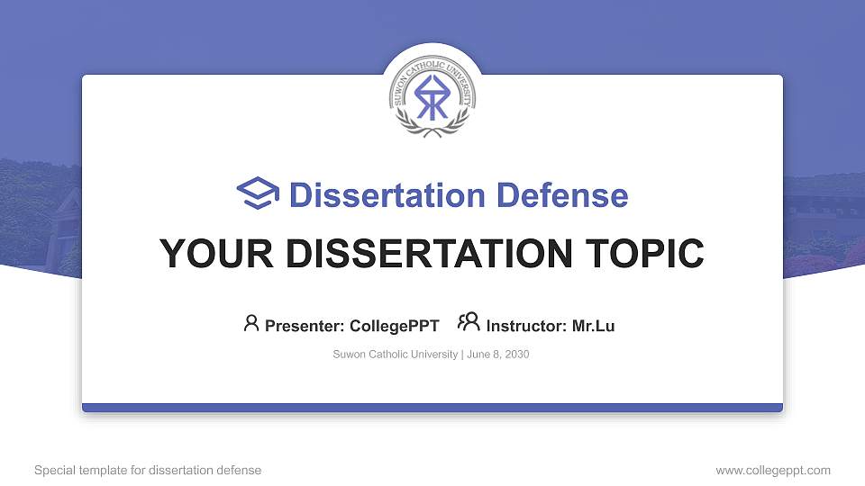 Suwon Catholic University Graduation Thesis Defense PPT Template16:9 ratio PPT effect preview image1