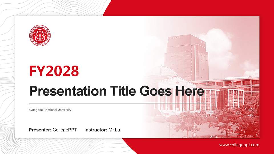 Kyungpook National University Academic Presentation/Research Findings Report PPT Template16:9 ratio PPT effect preview image