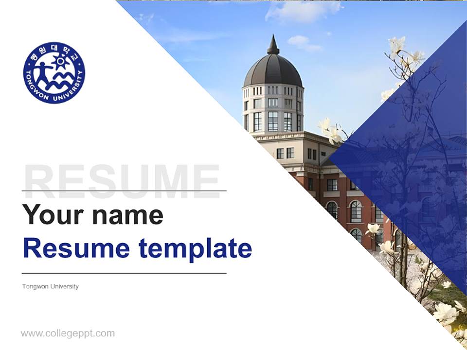Tongwon University Resume PPT Template4:3 ratio PPT effect preview image5
