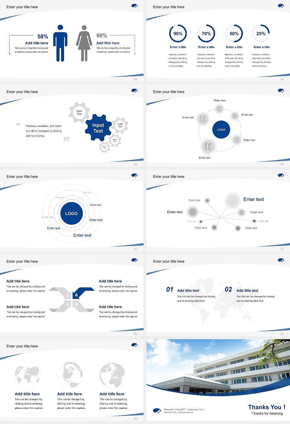 Ashiya University Course/Courseware Creation PPT Template16:9 ratio PPT effect preview image4