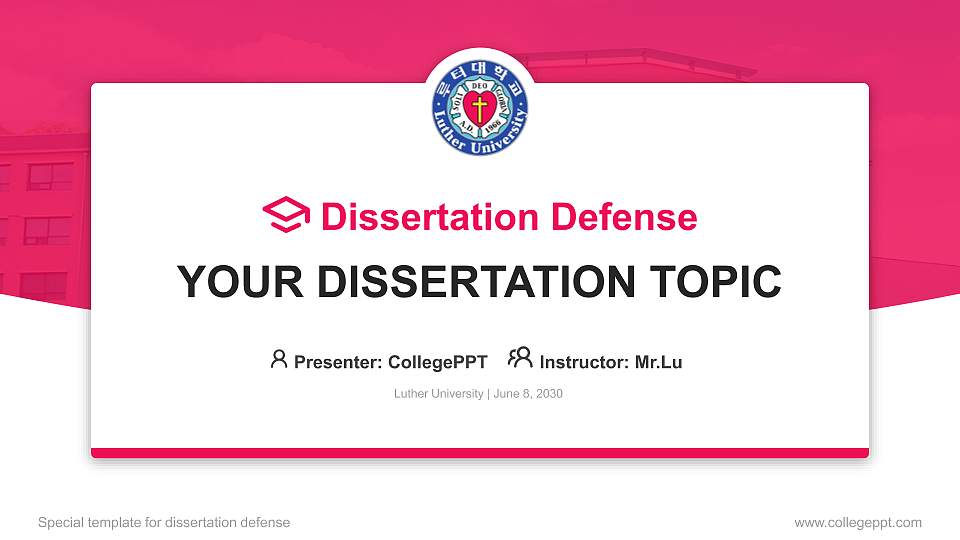 Luther University Graduation Thesis Defense PPT Template16:9 ratio PPT effect preview image