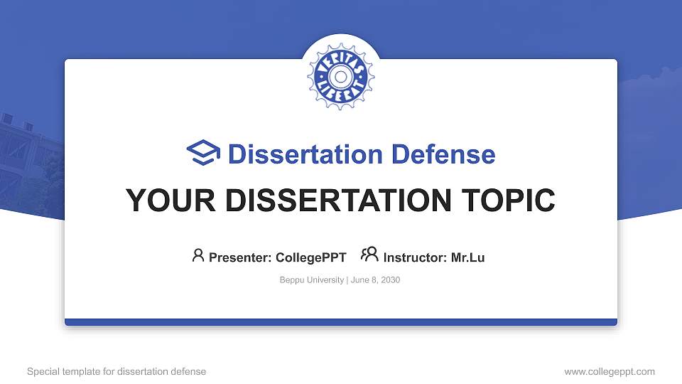 Beppu University Graduation Thesis Defense PPT Template16:9 ratio PPT effect preview image