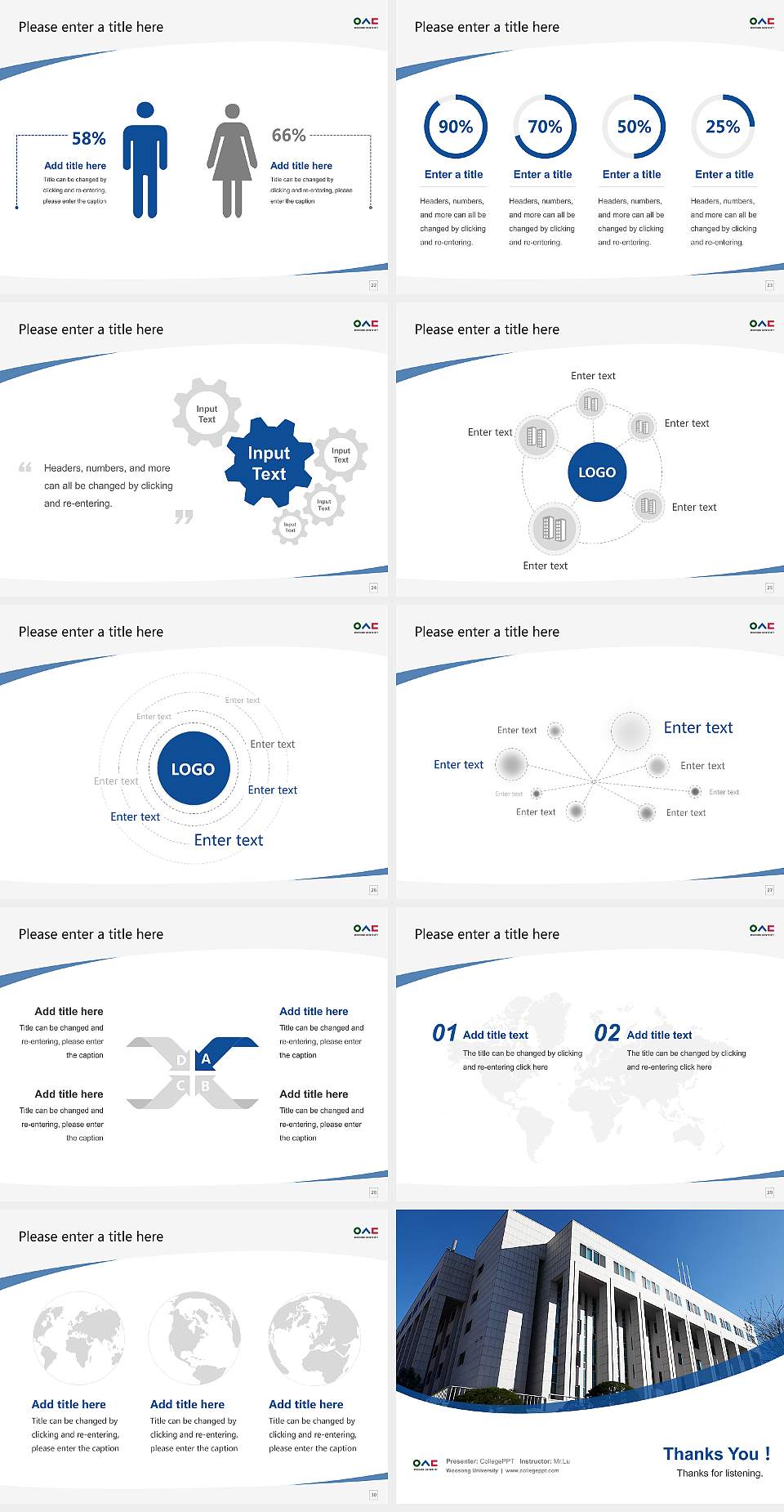 Woosong University Course/Courseware Creation PPT Template4:3 ratio PPT effect preview image4