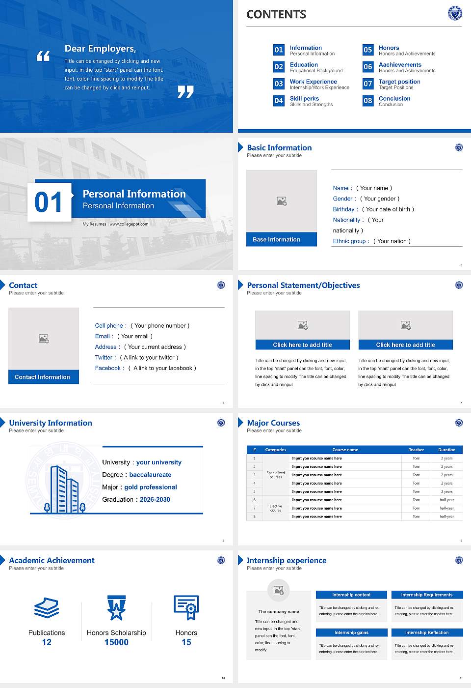 Semyung University Resume PPT Template16:9 ratio PPT effect preview image2