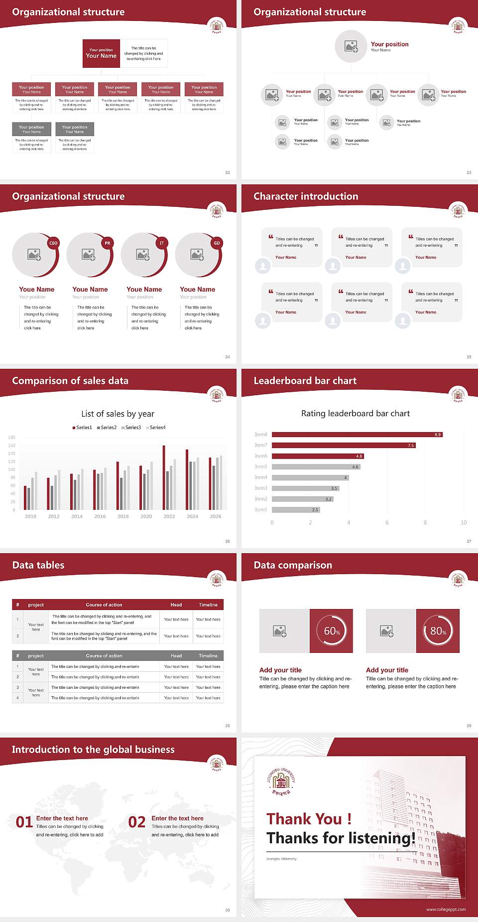 Joongbu University Academic Presentation/Research Findings Report PPT Template4:3 ratio PPT effect preview image4
