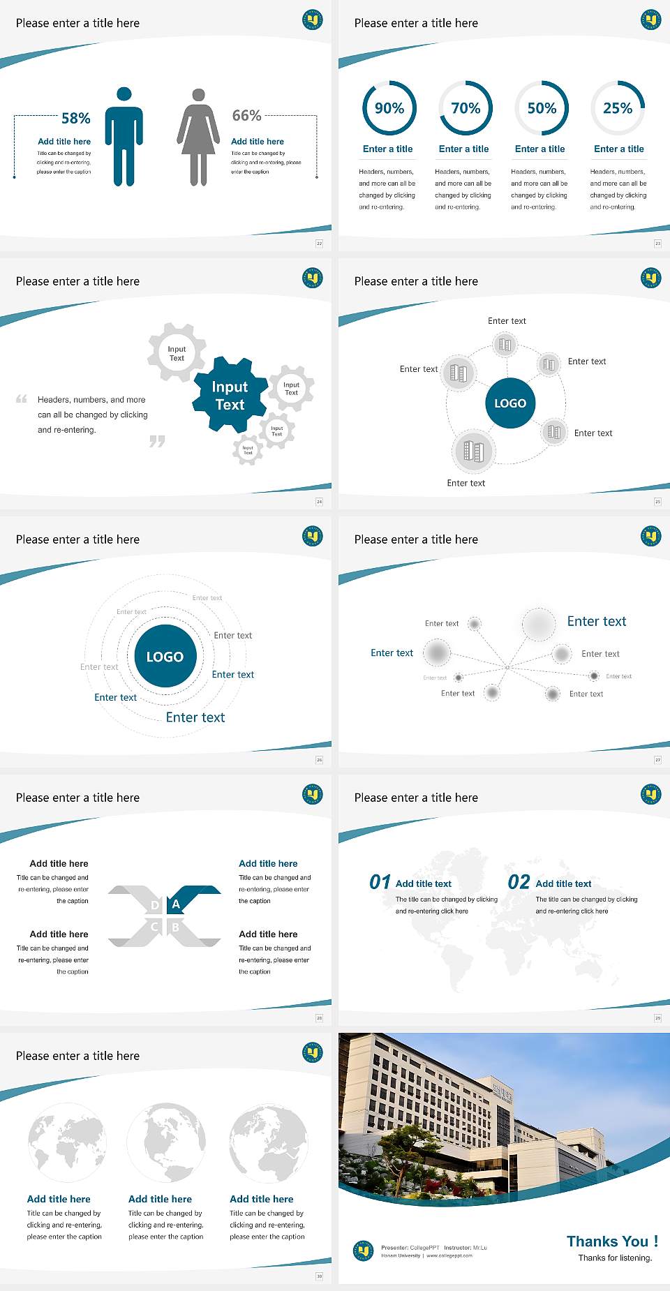 Honam University Course/Courseware Creation PPT Template4:3 ratio PPT effect preview image4