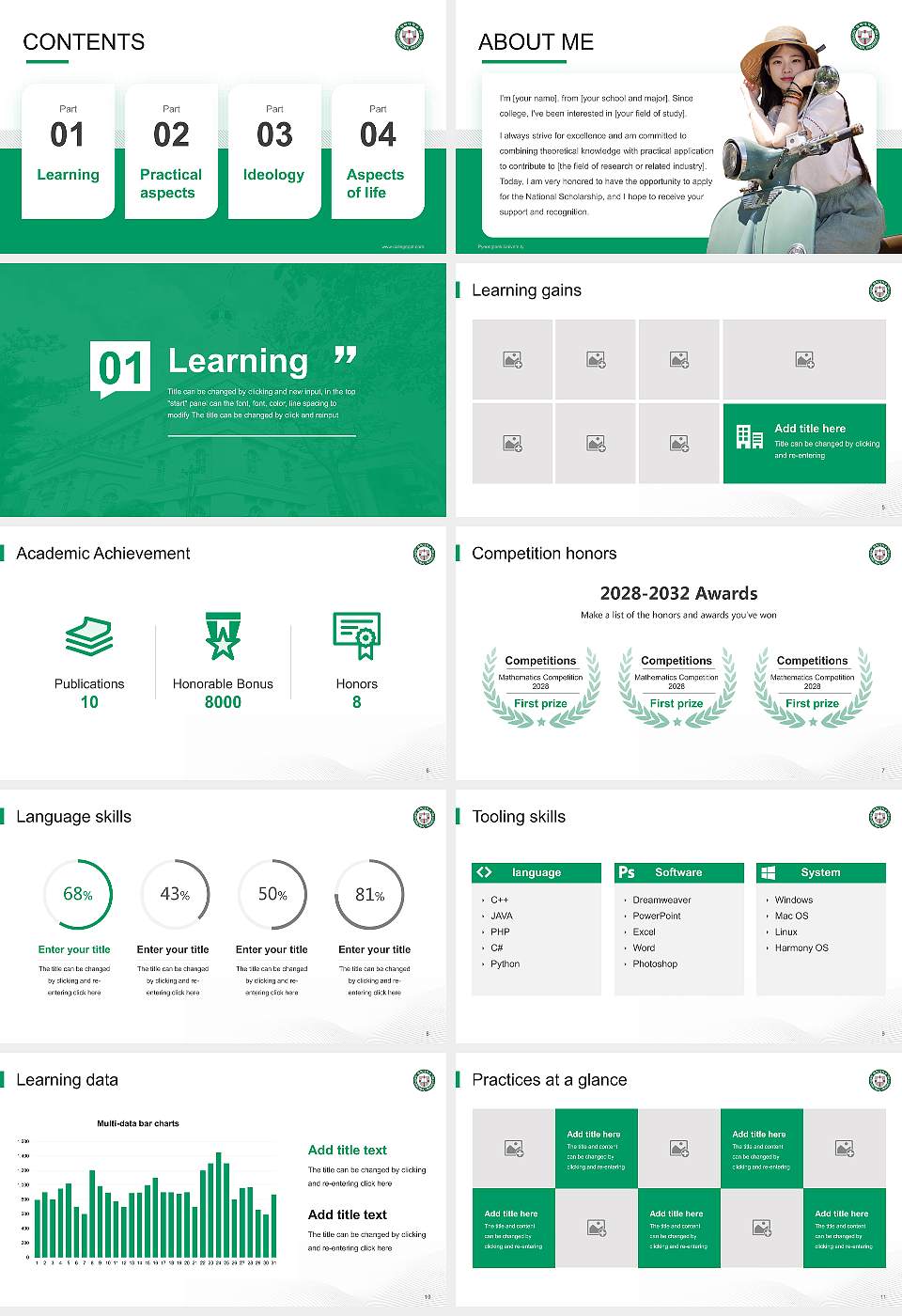 Pyeongtaek University National Scholarship Defense PPT Template16:9 ratio PPT effect preview image2