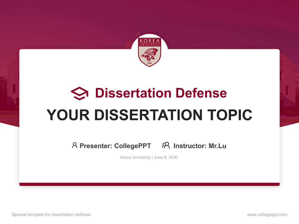 Korea University Graduation Thesis Defense PPT Template4:3 ratio PPT effect preview image7