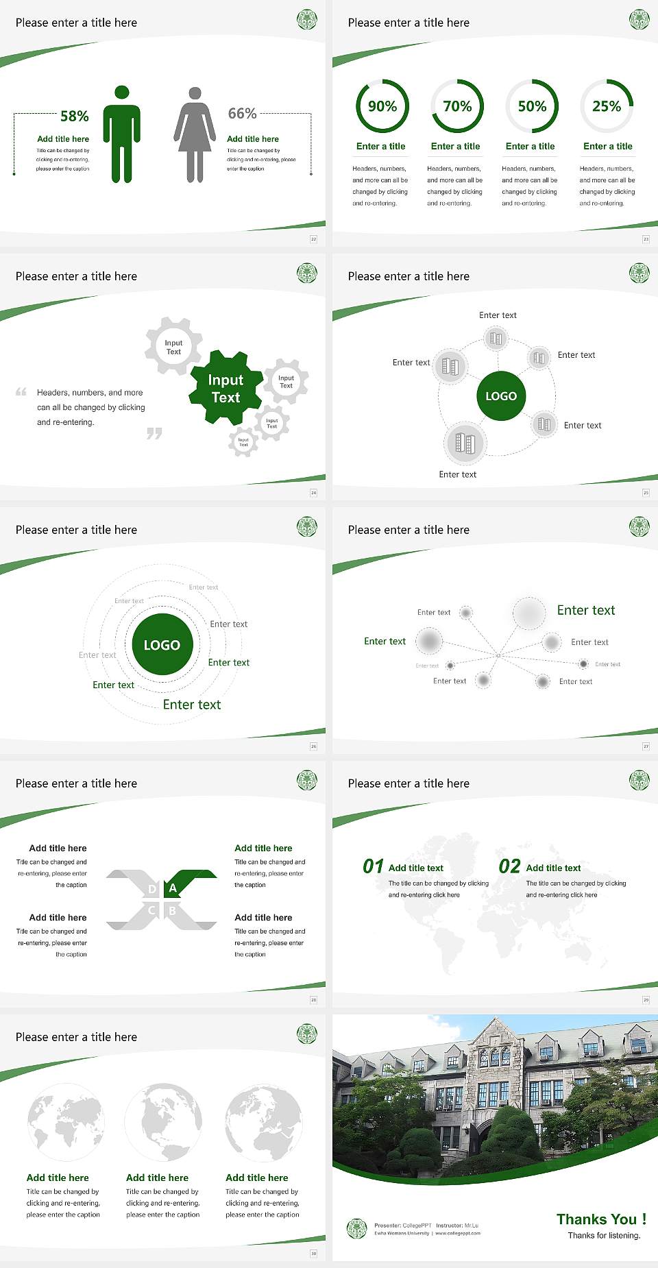 Ewha Womans University Course/Courseware Creation PPT Template4:3 ratio PPT effect preview image4