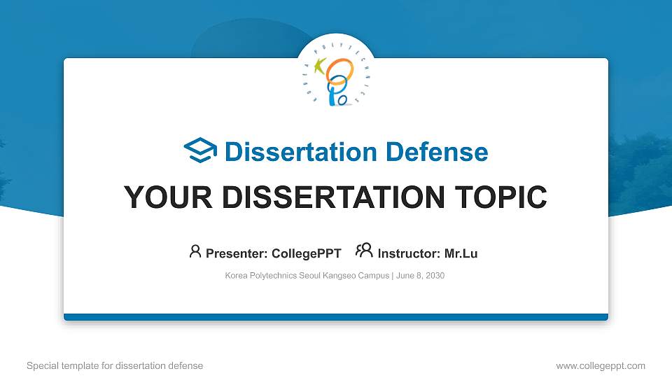 Korea Polytechnics Seoul Kangseo Campus Graduation Thesis Defense PPT Template16:9 ratio PPT effect preview image