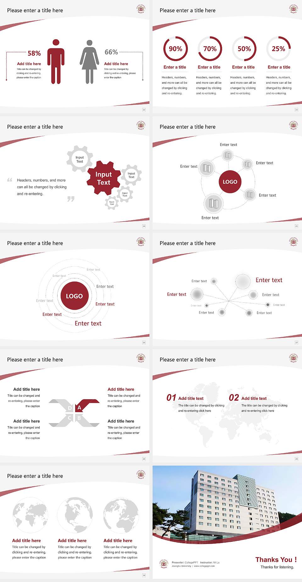 Joongbu University Course/Courseware Creation PPT Template4:3 ratio PPT effect preview image4