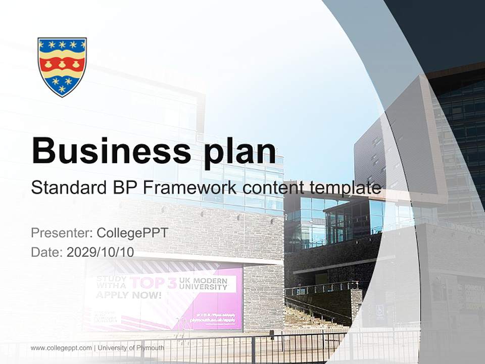 University of Plymouth Competition/Entrepreneurship Contest PPT Template4:3 ratio PPT effect preview image9