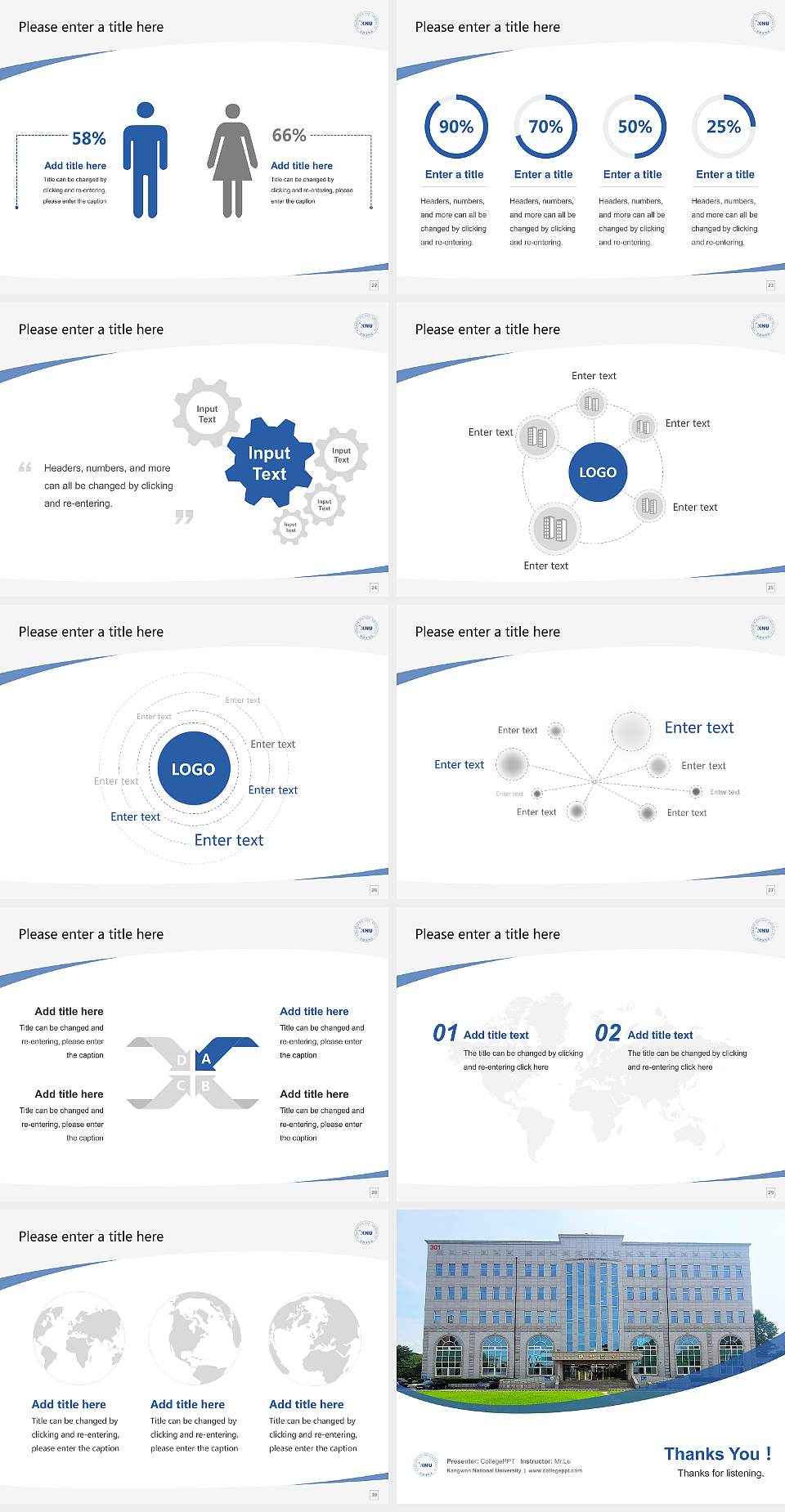 Kangwon National University Course/Courseware Creation PPT Template4:3 ratio PPT effect preview image4