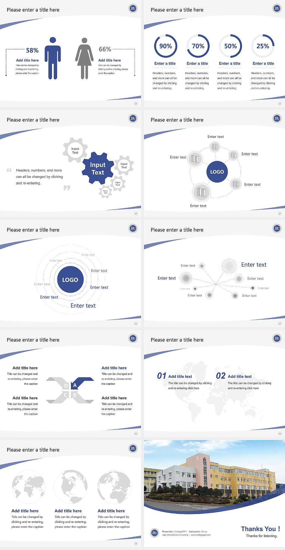 Jeju International University Course/Courseware Creation PPT Template4:3 ratio PPT effect preview image4