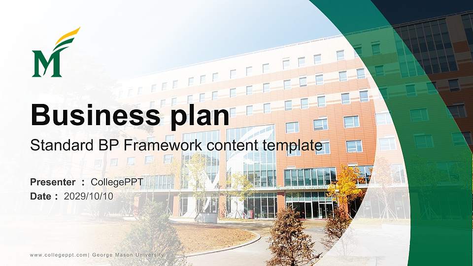 George Mason University Competition/Entrepreneurship Contest PPT Template16:9 ratio PPT effect preview image