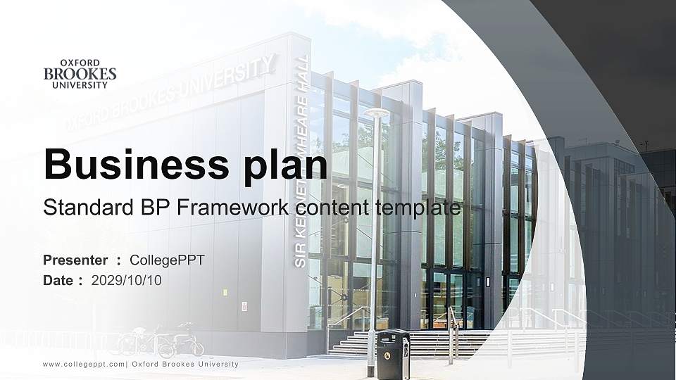 Oxford Brookes University Competition/Entrepreneurship Contest PPT Template16:9 ratio PPT effect preview image