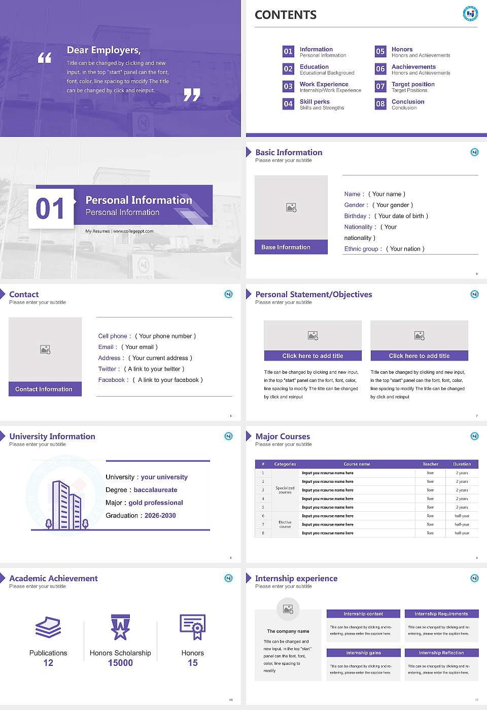 Hyejeon College Resume PPT Template16:9 ratio PPT effect preview image2