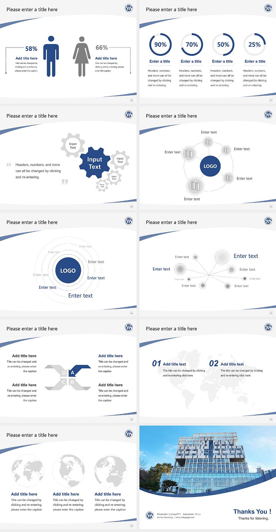 Hansei University Course/Courseware Creation PPT Template4:3 ratio PPT effect preview image4