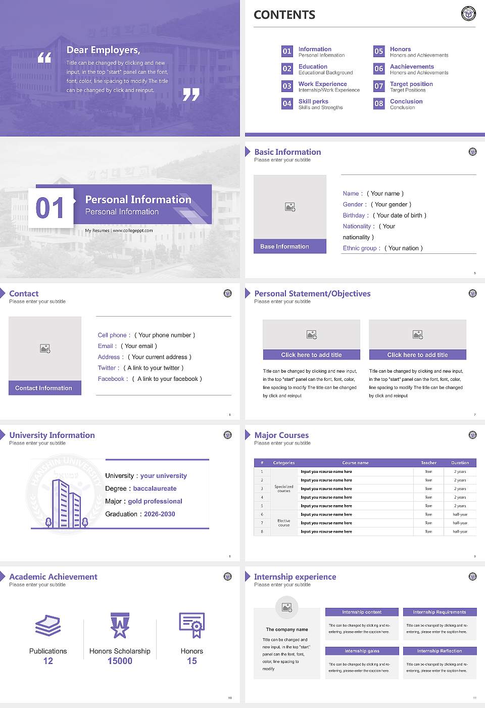 Hanshin University Resume PPT Template16:9 ratio PPT effect preview image2