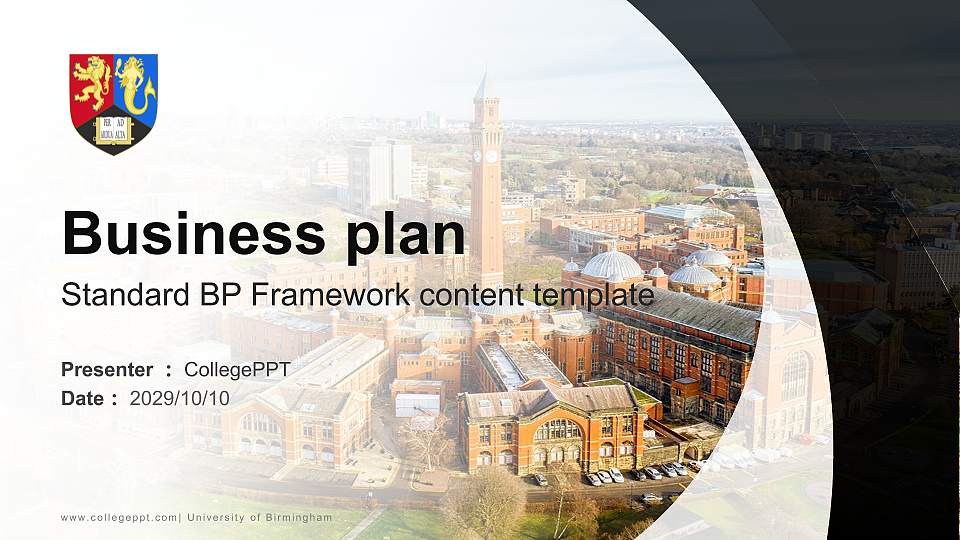 University of Birmingham Competition/Entrepreneurship Contest PPT Template16:9 ratio PPT effect preview image