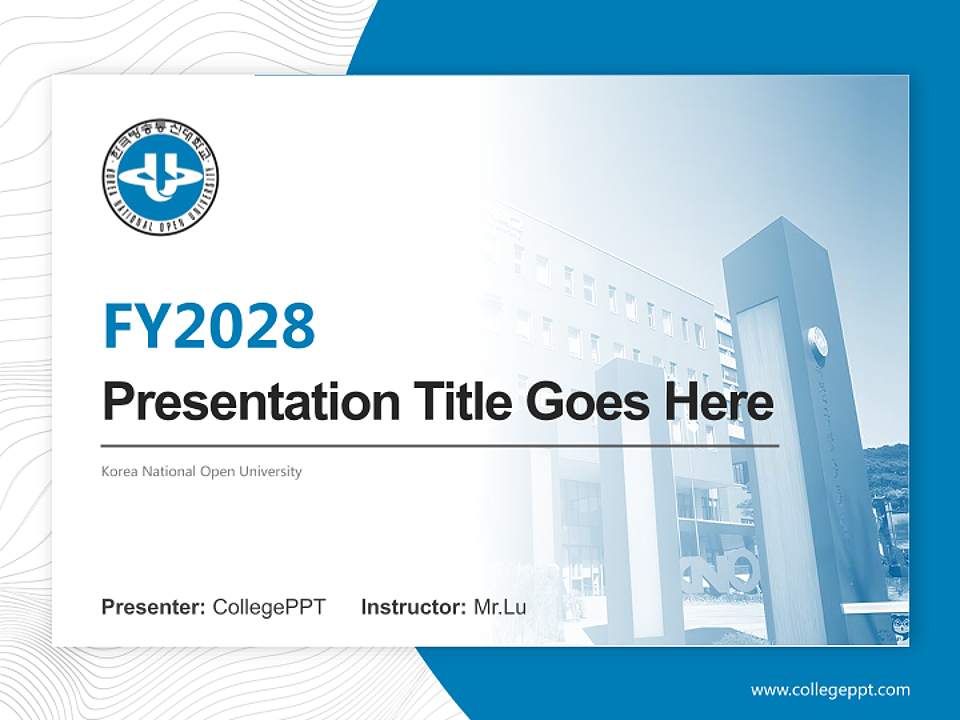 Korea National Open University Academic Presentation/Research Findings Report PPT Template4:3 ratio PPT effect preview image5