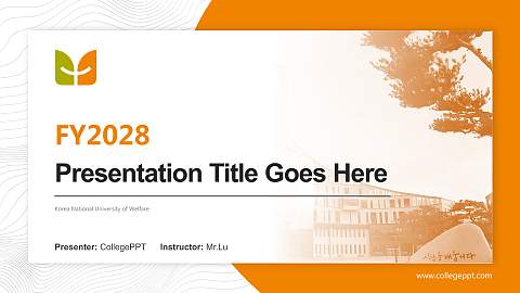 Korea National University of Welfare Academic Presentation/Research Findings Report PPT Template