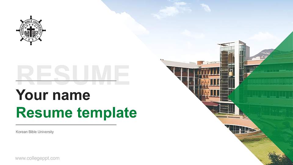 Korean Bible University Resume PPT Template16:9 ratio PPT effect preview image