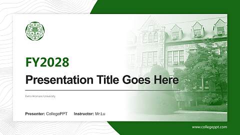 Ewha Womans University Academic Presentation/Research Findings Report PPT Template